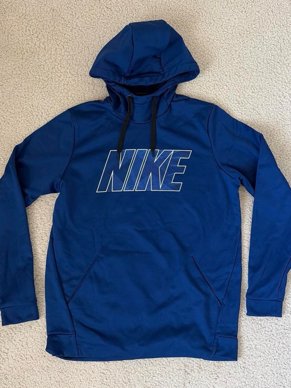 Nike Men's Royal Blue Hooded Sweatshirt with Logo
